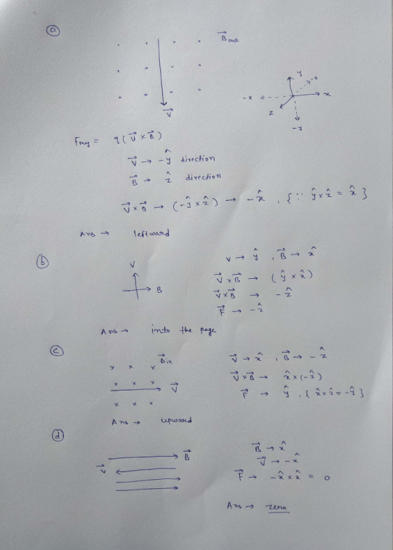 Bout Fmag = 9 (3x3) – direction direction { } x ² = 23 Jxo - (-9 x 2) – – Ang → leftward – ý ,B V x3 – (ŷ x ²) B → h Ans into