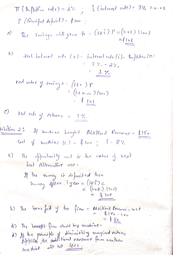 TT In Pation rate) - 2%, i (inderest rate) = 3% -0.03 s Principal de parist) = $1m ; The Sewings will grow ito = (1-P 2 P = (