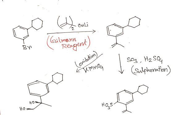 ܢܵܐ) culi 2 Gilmann BY Reagent) Corridation Kinnon SO3 H₂SO4 (sulphonation) HON HOS HO