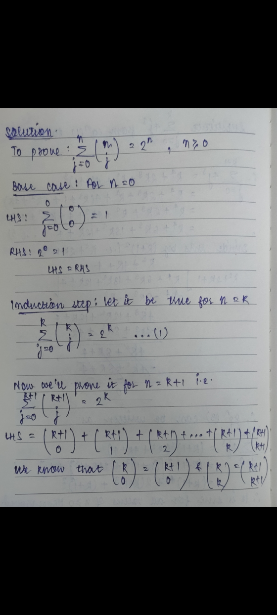 solution To prone E 22 2 j=0 j Base case for n=0 0 LHS: Z Fool RHS: 20 21 LHS 2 RHS Induction step: i let it be the for nok