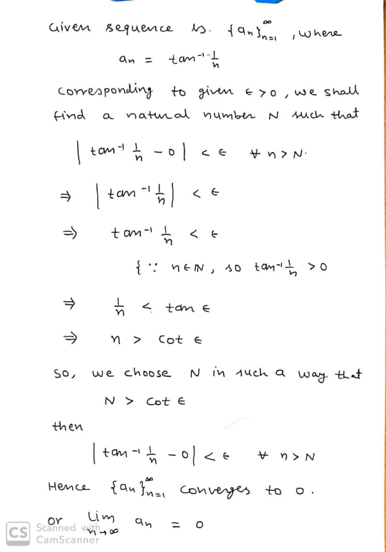 Given sequence es {annai where an = tomt corresponding to given txo, we shall find a natural number N such that tomt ol & non