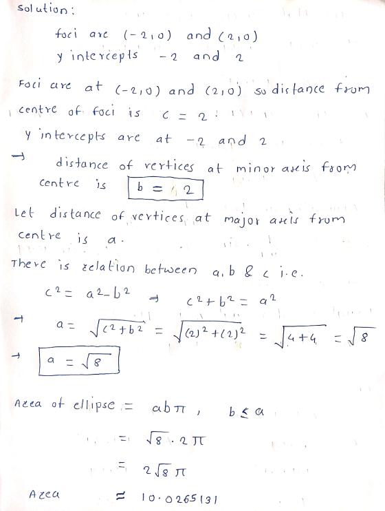 solution: are foci (-2,0) and (2,0) y intercepts 2 and 2 Foci are at (-2,0) and (210) su distance from i centre of foci is -