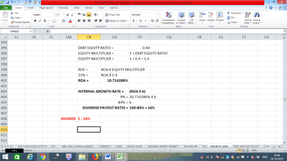 NPV, IRR, PBP,OCFINDEX - Microsoft Excel (Product Activation Failed) View Add-Ins Formulas Data Review - 2x Σ AutoSum : A 11