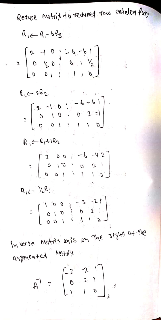 Reduce Matrix to reduced row echelon formy Ric R, 6R3 2 -1 0 1-6-61 Yo Y2 0 0 ... - 0 D &C- 222 2ㅓ0 (: ? -6-61 2 0 0 1 - R, C