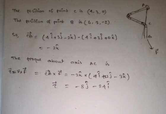 The position of point cis (4,3,0) The position of point B is. (4,3,-2). so, a = (a1 + 33 - 2k) - (4 9 + 3} to ů). -28 The tos