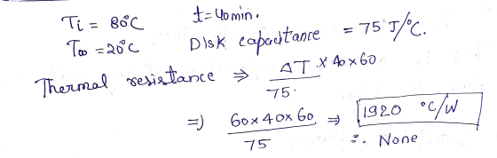 t-Lo mini Ti=800 Too =200 Disk capacitance = 75°/c. Thermal resistance ATX 40 x 60 75: 1920 oc/w 3) 60x4ox Go ↑ 75 4 :. None
