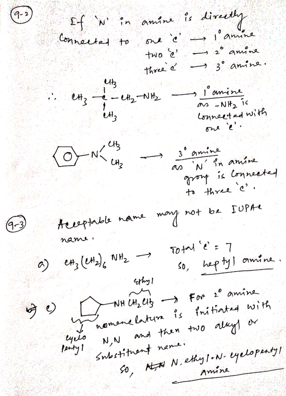 N Connected in to amine is directly one e lamine two e 2o amine three é 3 amine. ut - lamine as -NH₂ is Connected with ett