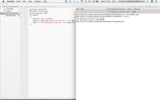 Terminal Shell Edit View Window Help < >し 令见 4)) 98% Eか Wed 10 May 08:31 ANANDA KUMAR THUMMAPUDI a。E Currently Open Docum...