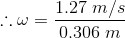 ..w = 1.27 m/s 0,306 m