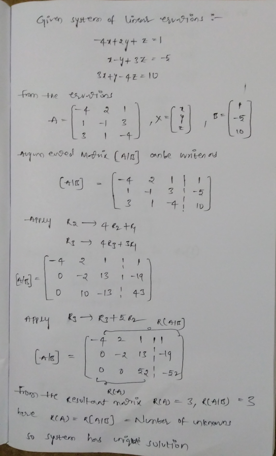 from the له حج 5 1 3 Z 3 4 2 3 1 from the resultant maori RCAS = 3, RCA1B) = 3 Given system of listent enerons : 424 24+ z =