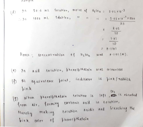 Upl { d on Hasou = 20.0 mL 1000 ml solution, moles of Solution 2:02x10-3 2:02 x 10-3 x 1000 on 20 2.02 20 lol Hence concent