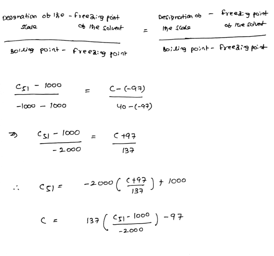- Desgnation ob ifo - freezing point Scoule of the solvent Designation of the scale 1 freeding point of the solvent Boiling p