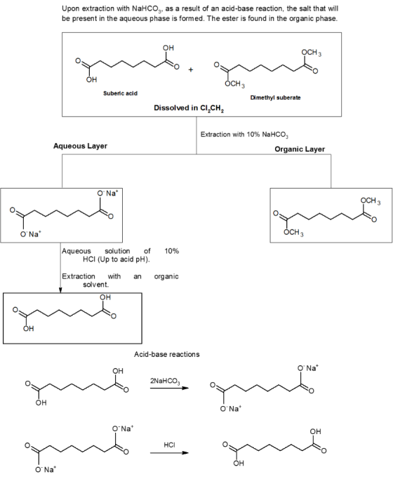 OH OCH3 OCH 3 Он Suberic acid Dimethyl suberate Dissolved in CI2CH2 O Na OCH 3 ОСНЗ ONa OH Он