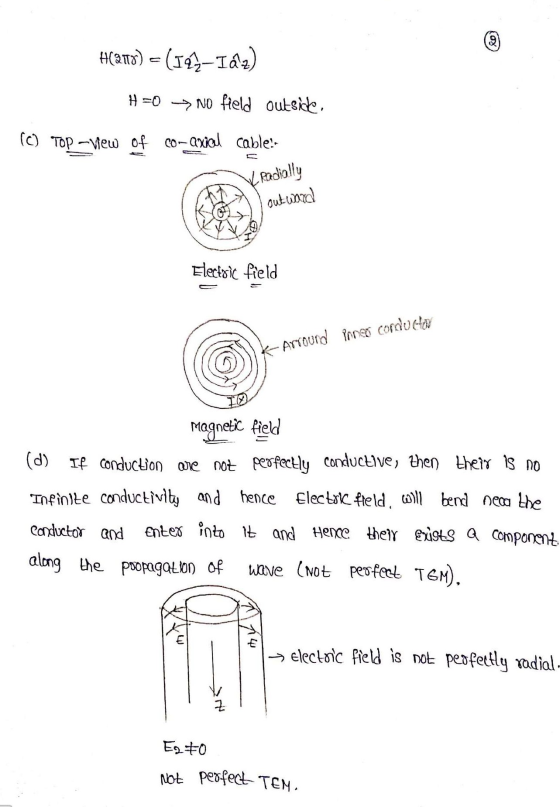 (2) HCans) = (122–142) H =0 → No field outside (c) TOP - View of co-axial cable:- #Radially outward 17 Electric field Arround