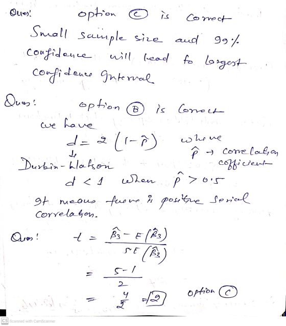 Ques! is Correct to Losgest option ③ Small sample size and gg/ confidence will will lead confidence Internal Ques: option 6 i