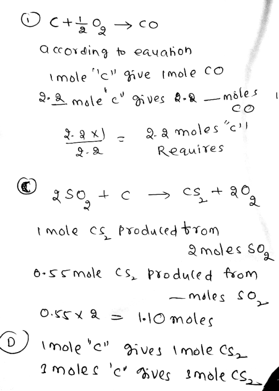 o C+ →00 according to eauarion imolec give imole co 2.2 mole e gives 2-2 - moles co 2-3x) = 2.2 molesc! 2.2 Requires i cs ©