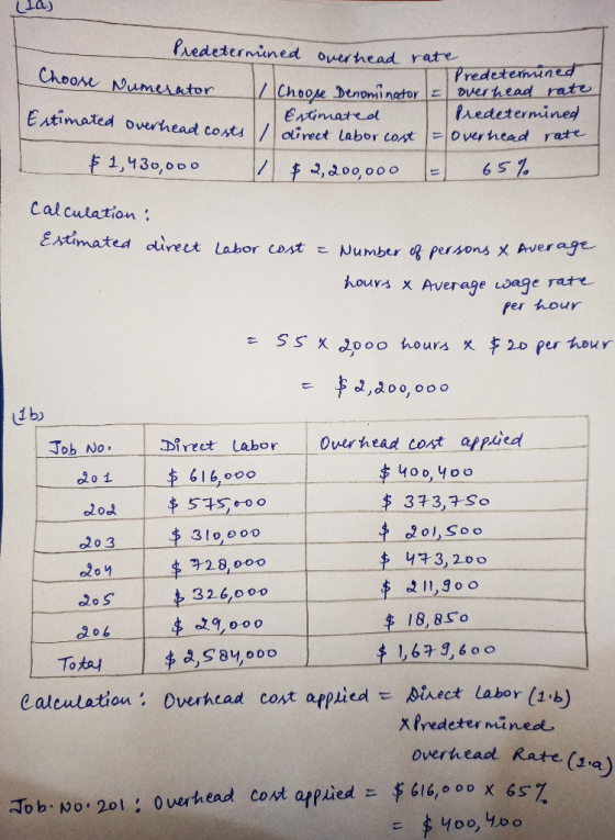 (10) Choose Numerator Estimated overhead costs /direct labor Predetermined overhead rate Predetermined Choose Denominator = o