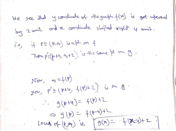 We see that y coordinate of the graph flag is got upevard s 2 unit. and a coordinate shifted right 4 unit. lie, it PE (P-a) i