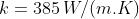 385 Wy(m·K) k