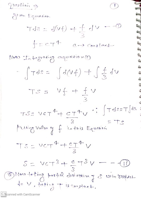 2 vention given f quordion. Tds = d(vf) -- of du t=cTt a constant llow In tegoeding enqualitioun - Stoss «f) + Sfdu TS: Vf +