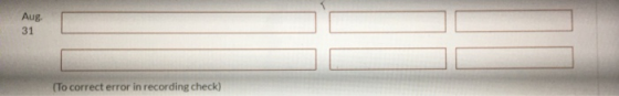 Aug (To correct error in recording check)