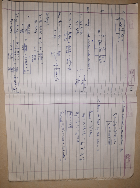 on epse : atsa Page No. Date : 11 o spes ets Page No. Date : 2 Power absorbed 13 T 20 S2V JOACA the resistance Bz by ton bene