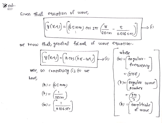 Xsol Given that euation of wave, 七 gCm 0-036 seç whoe freuenry have umbex 28Cm n) -ompIHide of wave 0. 036 Sec