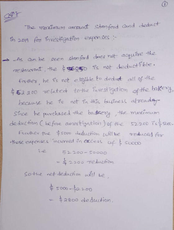 and deduct The maximum amount stan food in 2019 for investigation esyen ces :- As can be seen stan food does not acquire the