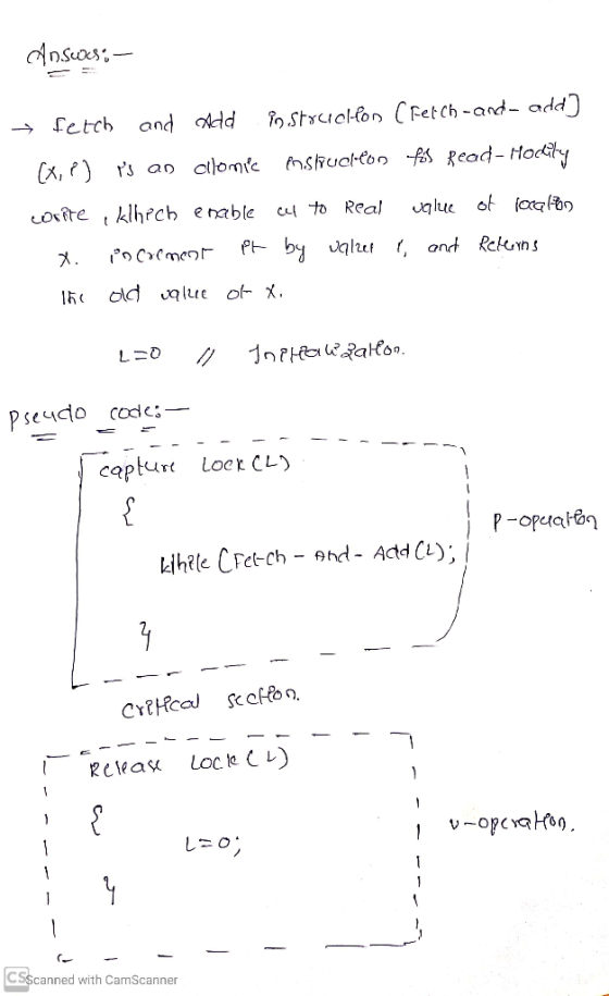 Answs:- → fetch and add istociel.com Cretch-and-add) (X,7) is an allonic Paisliueleton is fead- Hodity write klhich enable us