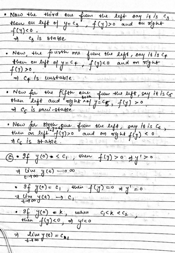 from say it is С₂. Now the third cue then ou left of y = flyco & cz is stable the left f(y)>0 and • Now, the fourth one from