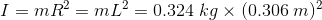 I = m R = mL = 0.324 kg x (0.306 m)