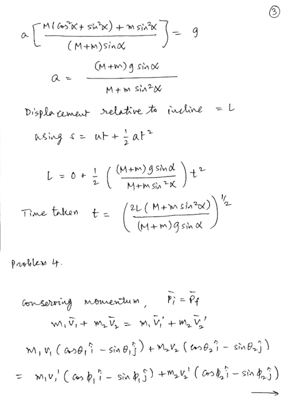 sh) + m six MI a (M+M)sino CM )g sino Mm siA2 Displa cemeut relative to fuline utat 2 As ing L 0 ((Mm)gsmdt 2 M+M Sin 2L (M+M