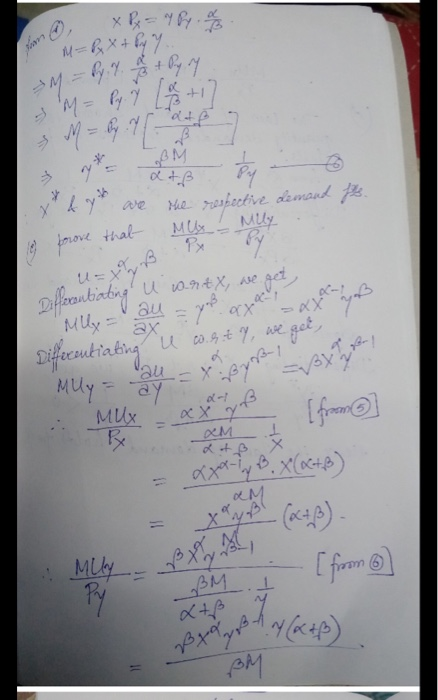 a X b = by. a. t Dry 3M = .7 sm= C X dy are the respective demand fls. billeranbiating u 20.9tx, are get Mlly au = you ax
