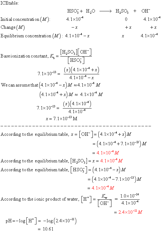 CEtable Initi al concentration (M): 4.1x10 Change (M) Equilibrium concentration (M) : 4.1x10 4.1x10 4.1x10 Baseionizati on co