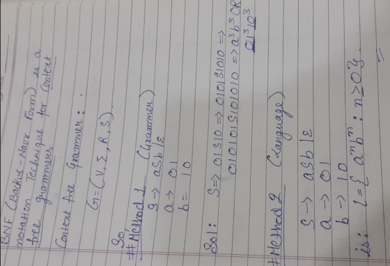 is con a BNF (Backus - Naur Form Anotation Technique for free grammers Content free Grammer: G=(V, E,R,S). #Method 1 s- a > b