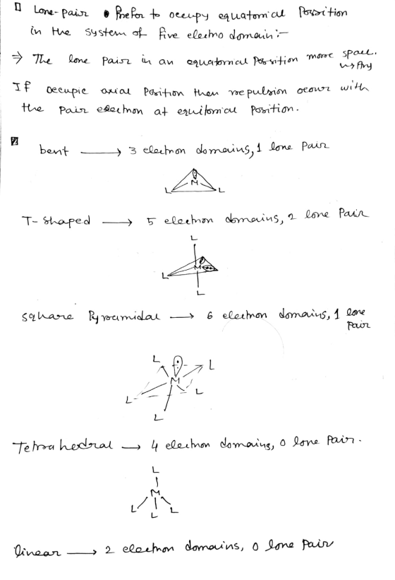 t tion o - Lone-pair Prefor to occupy equatorial in the system of five electmo domaint- » The lone pair in an orquatorial pos