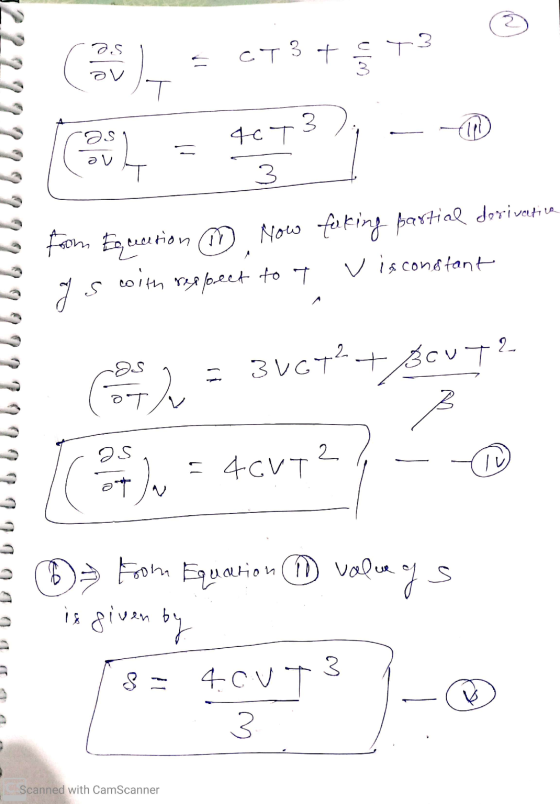 a = CT3 + < T3 40 73 74 - 3 from Ecuation ① Now qs with respect to T faking partial derivatica v is constant 2.22999999999999