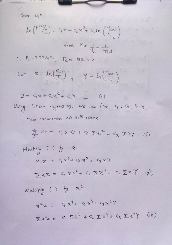 21.5 th can find a gC. & 3. Given ear. Tsat To where ㅗ Toat i Pc = 3.77 MPa To= 182.5k Psath Let Itsat Pc Y z = Cat Gn²+ GY (