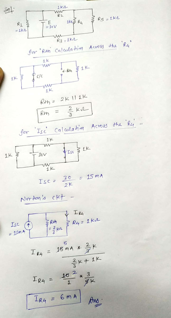 iku sofi R2 RL TE 1K1R & R5 = 1k2 = 30 V = 1Kill R3 = 1kn Ron calculation Across the R4 for 1K uw & Rth Rih & 1K Rah= 2K 11