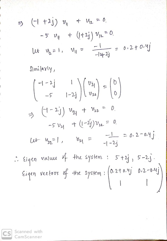 = = 6 +2j) 0 + Mz = 0. -5 W + (1+2j) 0,22 0. let 2 = 1, Vi= - = 0,2touj -14-23 Similarly 14-2; il valolol las 1-2; 1 veel lol