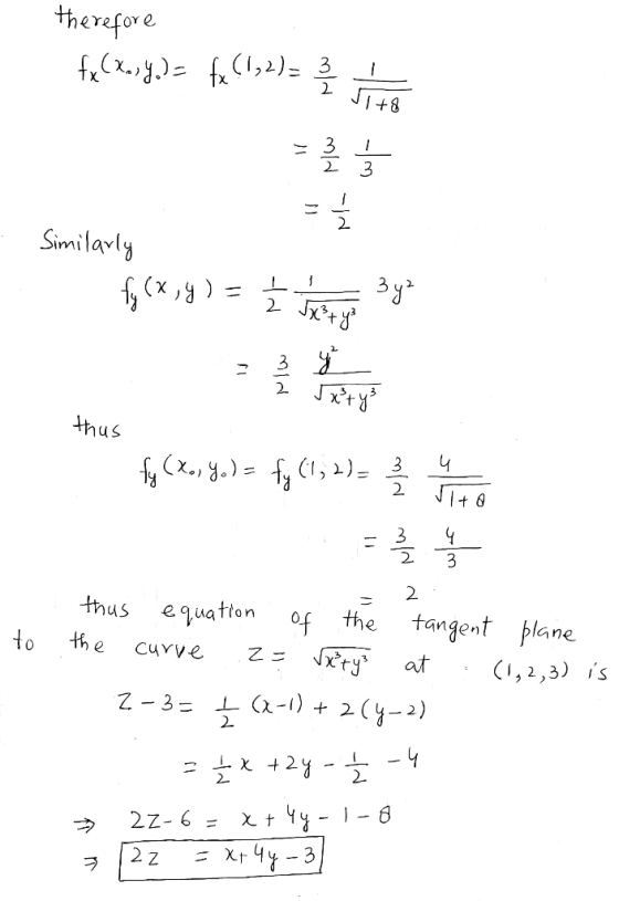 erefore (1,2) Similayly 3 US 2 2. 2. thus equaten f the tangent plane 2.