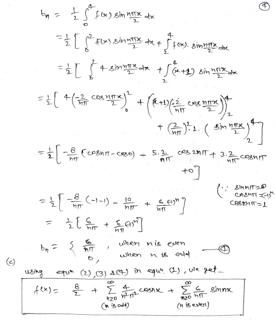 $ by = £ 5 fex) sim More dx = 1/2 f(x) sinnt dat S f(x). sinnte da & Sinne der the+L) sin hrix de 4 2 =*[ $tsimmpex de 15&+1)