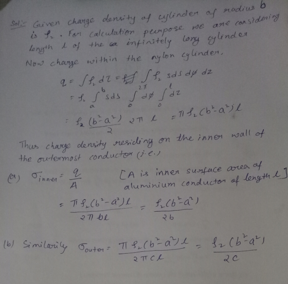 Sol - Greven charge density of cylinder of eradius is . For calculation priopose we are cons length 1 of the ha infinitely lo