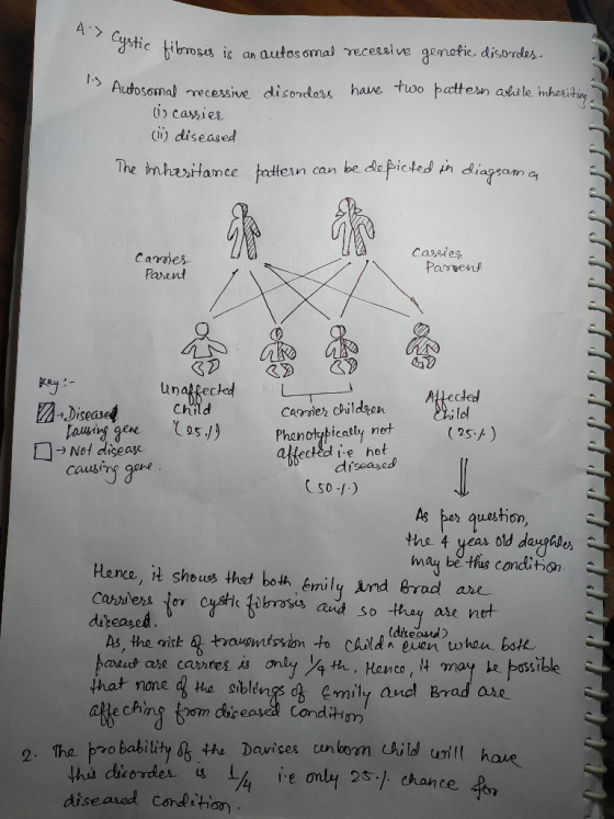 A> Cystic film ystic fibrosis is an autosomal recessive genetic disordes. D 1.2 Autoson Autosomal recessive disorders have tw