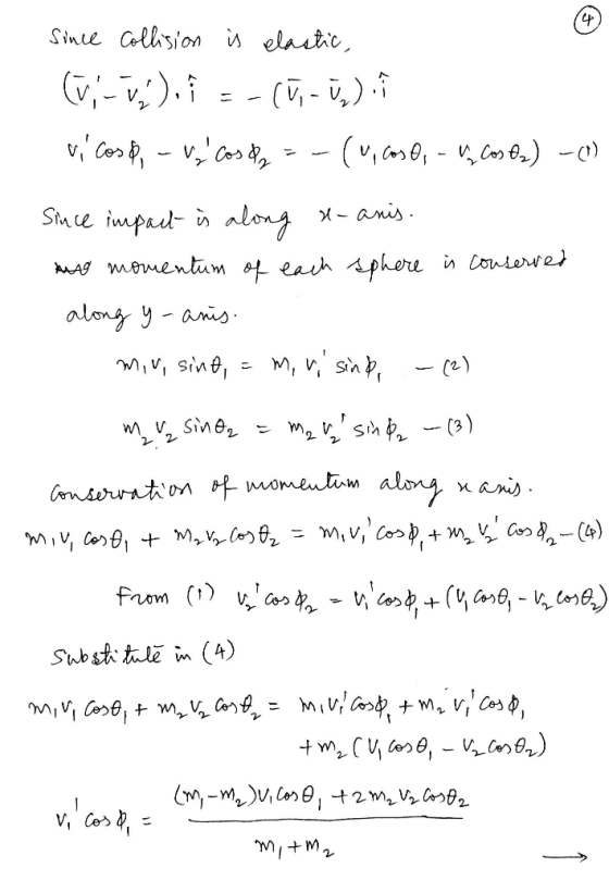 p Sine Cllsion elautc G,-) - (-,). 2 , C) -c) Staee iumpaut in along anis AA momentim o eauh Aphere n Conlerve) along y-ans M