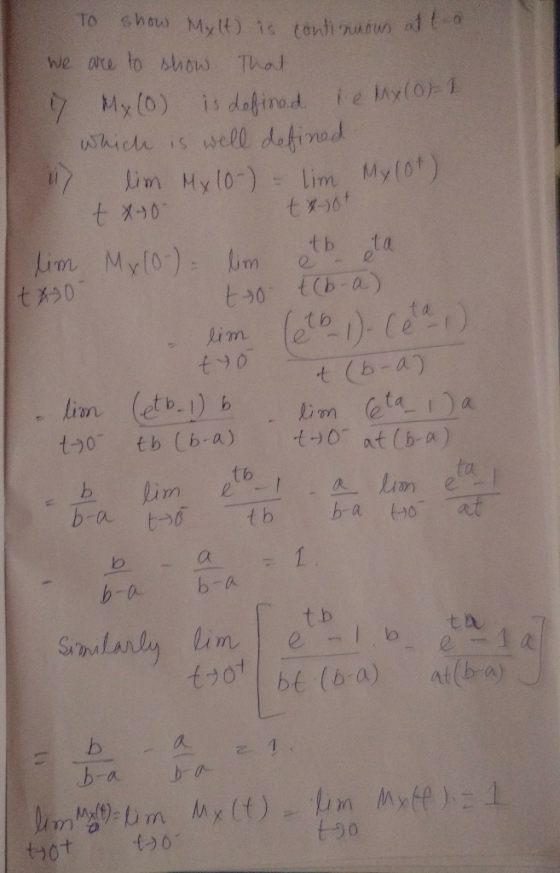 To show Mylt) is continuous of to we are to show that 1 My lo) is defined le My (0=2 which is well defined 1 lim My 10-) - L