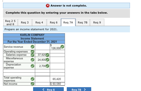 X Answer is not complete. Complete this question by entering your answers in the tabs below. Reg 25 and 8 Req3 Req 4 Req6 Req