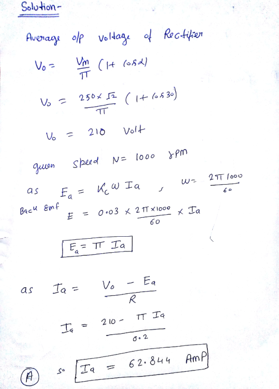 Solution- les 30) = 210 Volt w2TT 000 60 6 0 (A) s. |Ta = 62.844 ArnP