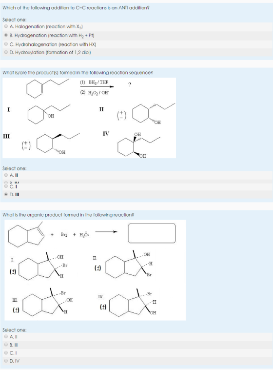 Which of the following addition to C=C reactions i