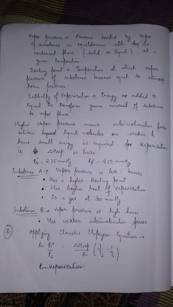 Vapor pressure Pressure exerted by vapor of substance in equilibrium with by its condensed fhase I solid or liquid ) at a gew